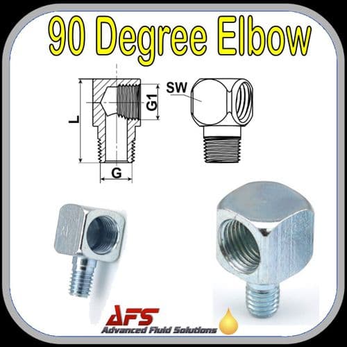 M8 Male x M10 Female Adapter 90° Grease Line Elbow Adaptor