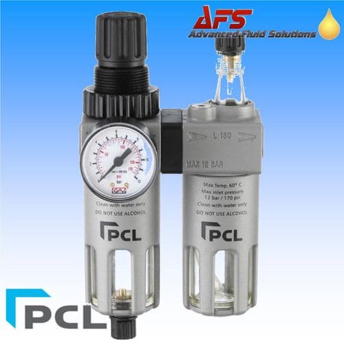 PCL ATCFRL6 Filter-Regulator & Lubricator 0-10 BAR/145 psi 1/4 BSP Ports
