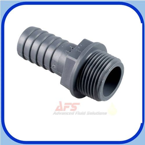 PP Grey 1/4 BSP Male Thread x 9mm Straight Hose Tail (Polyproplene)