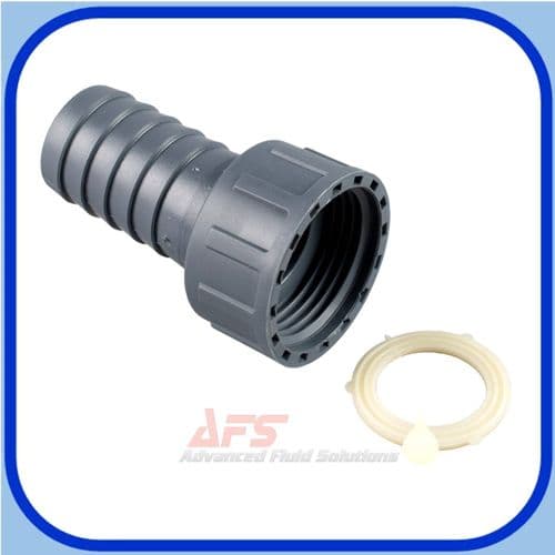 PP Grey 2 Inch BSP Swivel Female Nut x 50mm Straight Hose Tail (Polyproplene)