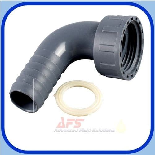 PP Grey 90° Elbow 1/2 BSP Swivel Female Nut x 10mm Bend Hose Tail (Polyproplene)