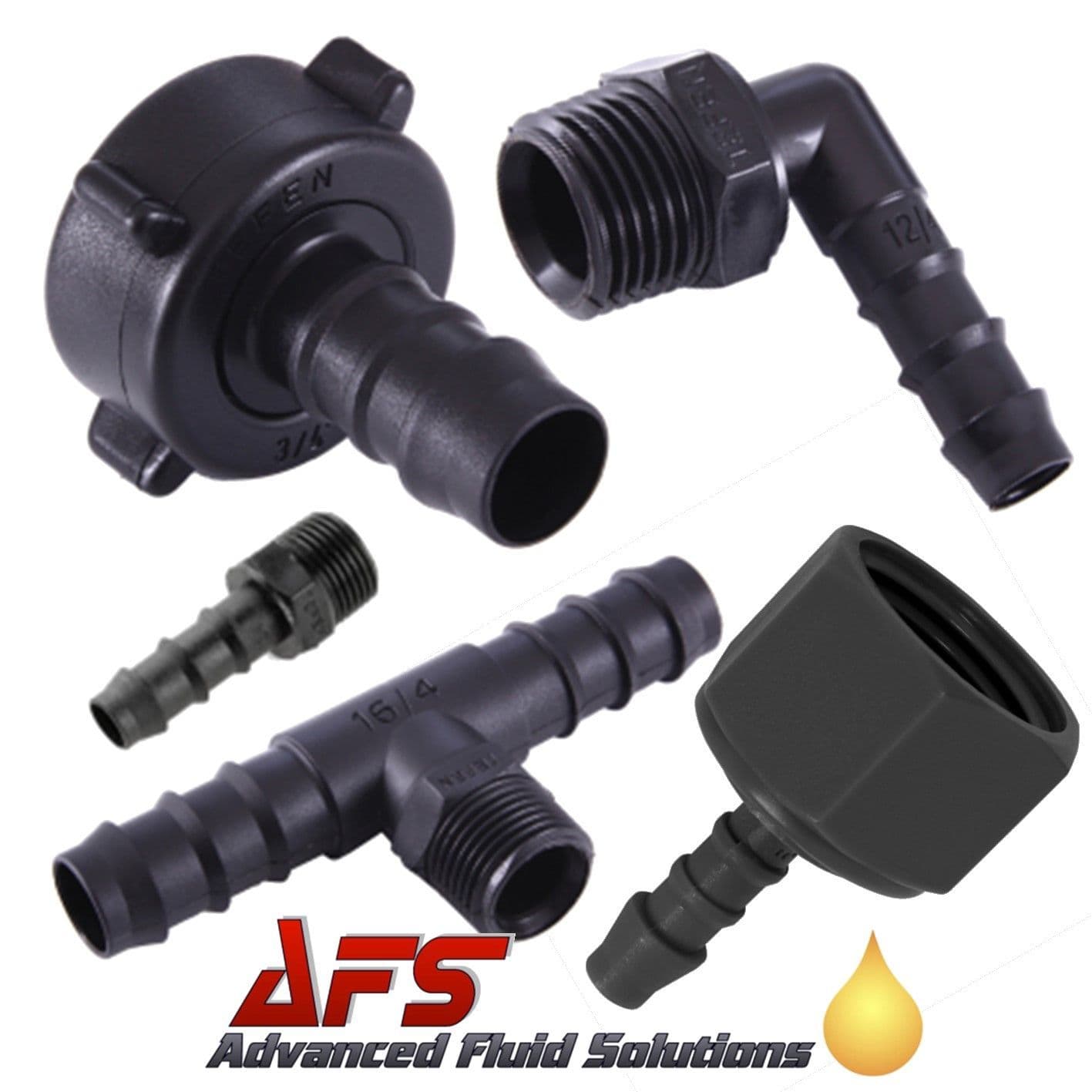 Tefen Nylon 66 Hose Fittings - 3/4 Inch ID Barbed Tee Connectors (5 Pack)