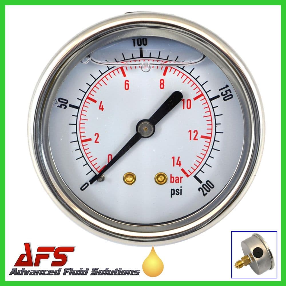 LI Car Gauge 0-15psi Liquid Pressure Gauge 1/8NPT 3/8NPT Connector