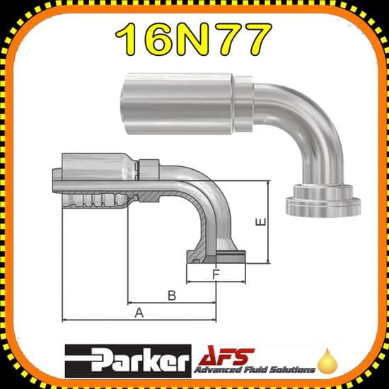 bile Hydraulic & Pneumatic Hose 16N77 - SAE Code 62 Flange  90 Degree Elbow Parker Crimped Hose Fittings
