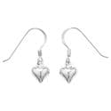 Silver Heart Drop Earrings