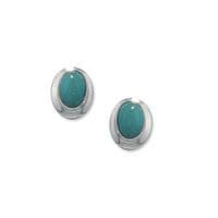 Silver Turquoise Oval Studs