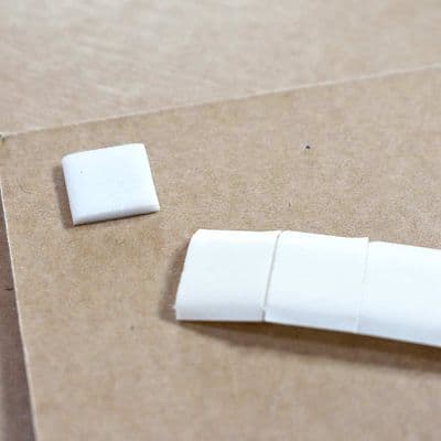 Double Sided Self Adhesive White Foam Pads 12mmx12mmx1mm - 100 Pack