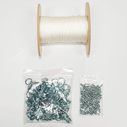 Picture Hanging Multipack - 100 x Single Hole Zinc Plated Budget D-Rings + 100 Screws + 100m Cord #1