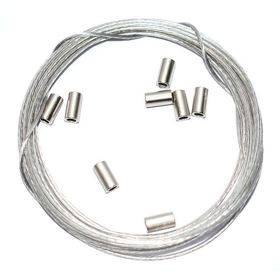 Plastic Coated Stainless Steel Wire 3m + Wire Crimping Ferrules Pack
