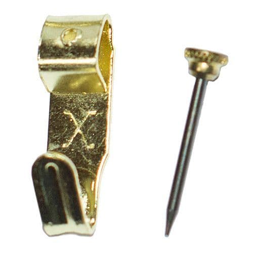Quality No 2 X Picture Hooks with Pins Brass Plated