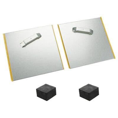 Self Adhesive ANGLED Steel Hanging Plates for Graphic Panels 100x100mm with Spacer Pads
