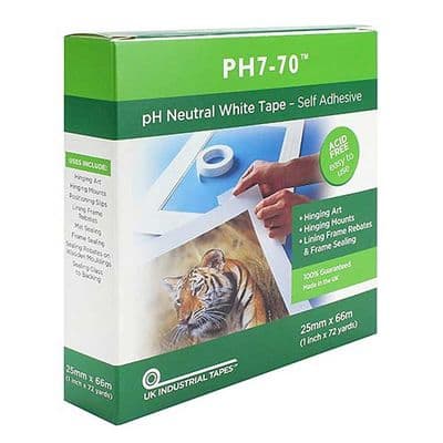 Self Adhesive pH7-70 Conservation Mounting and Hinging Tape 25mm x 66m (boxed)