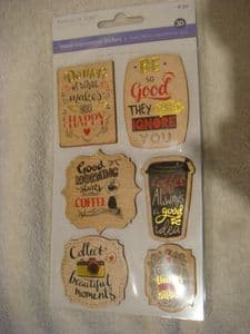 3D Wooden  Inspirational Stickers 6 pack