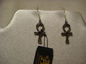 Alchemy Gothic ear rings in pewter  Ankh Of Osiris.