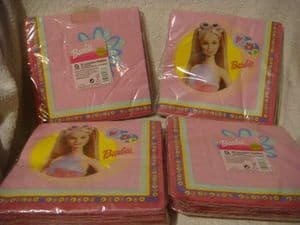 Barbie  birthday napkins in pink 10 x packs 20 napkins.