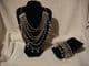 Fashion Collar Necklace & bracelet set silver metal white silver and clear beads .