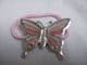 Hair band ponytail holder butterfly pink and silver