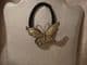 Hair band ponytail holder butterfly white and silver.