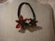 Hair band ponytail holder  flowers red and green