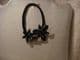 Hair band ponytail holder  flowers shades of black