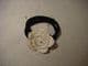 Hair band ponytail holder  white rose in mother of pearl.