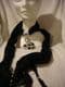 Jewelled scarf in black with crystal  and enamel heart