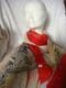 Soft Long light  weight Scarf in beige, red and black ..deer