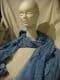 Soft  Long Scarf blue cotton and net lace flowers.