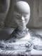 Soft  Long Scarf  lace silver grey circles and icicles