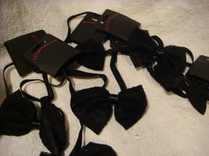 Stretch head band/bandeau black with black lace bow pack of 6.