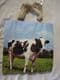 Tote shopping bag with   picture of black and white cow