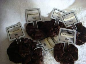 Velvet scrunchie brown pack of 6 soft feel hair scrunchies.