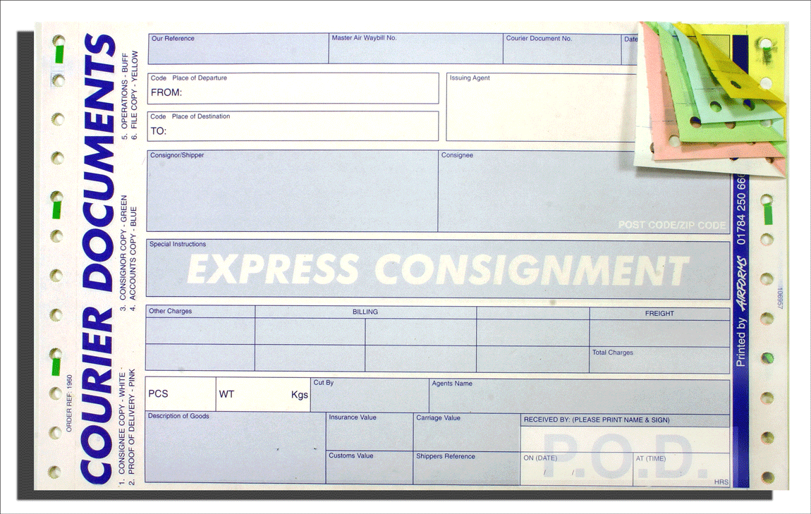 Courier Air Waybill Consignment Note - 6 Part NCR - Packed in 500 s ...