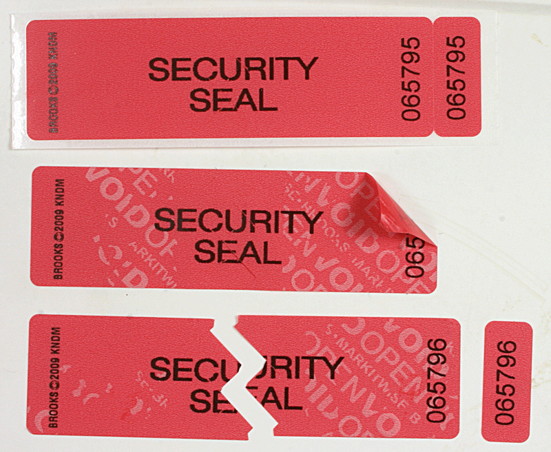 KNDM SEALS   Red Tamper Evident  Security Seals  10cm x 2.5cm  - 500 per roll