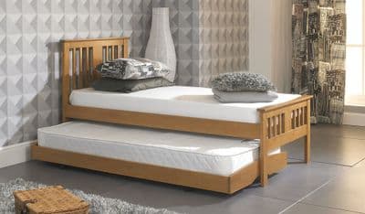 GUEST BED WITH PULLOUT TRUNDLE - OAK