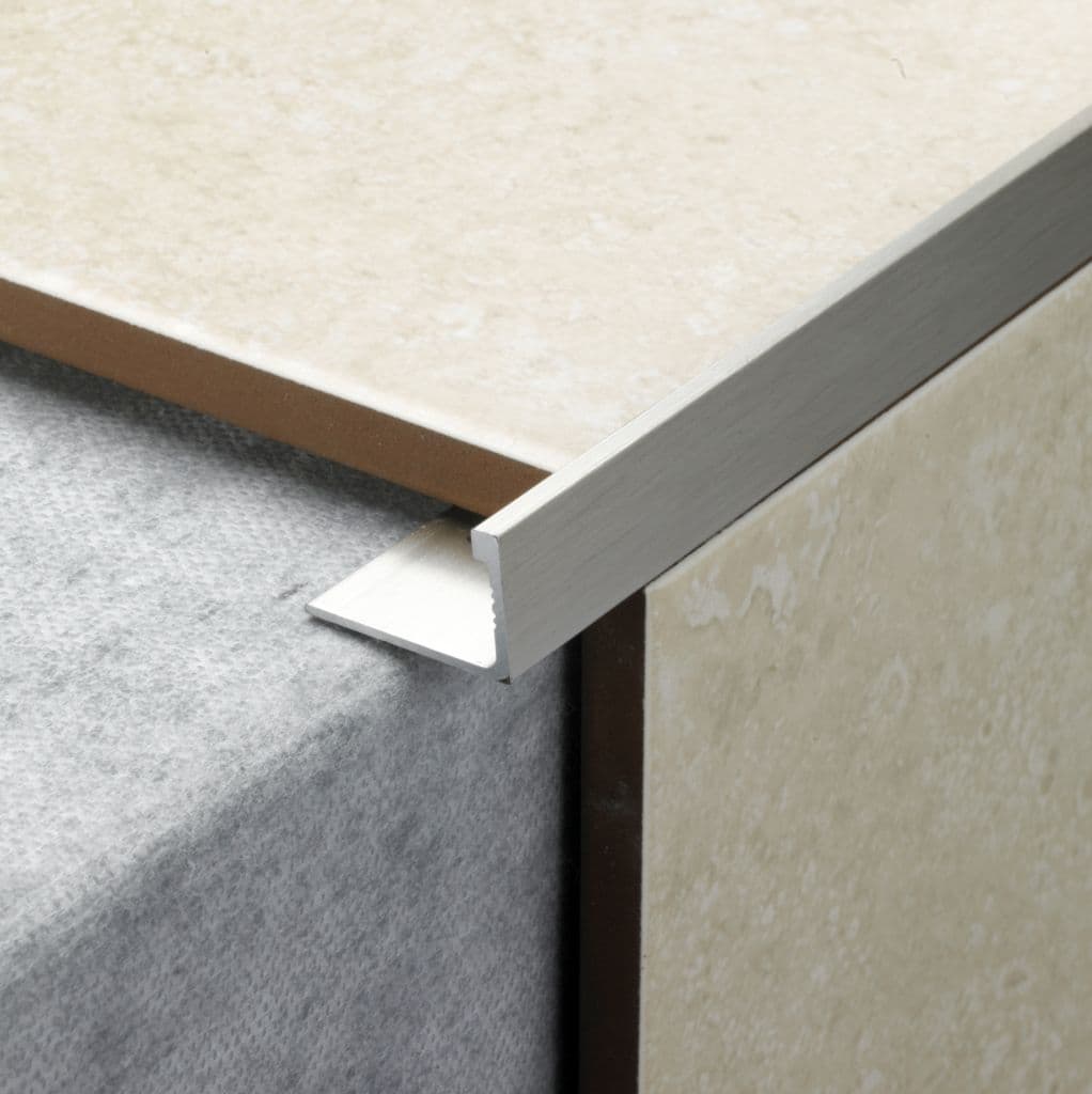 Tile Rite L Shape Tile Trim - 2 4m x 10mm Stainless Steel Effect