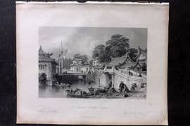 Allom China 1847 Antique Print. Ancient Bridge, Chapoo
