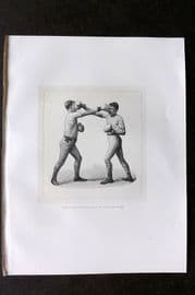 Badminton Library 1889 Boxing Print. Double Lead-Off with the Right