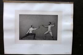 Badminton Library 1889 Sword Fencing Print. Parry in Septime