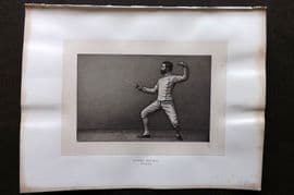 Badminton Library 1889 Sword Fencing Print. Second Position On Guard