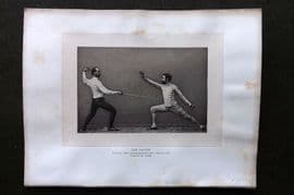 Badminton Library 1889 Sword Fencing Print. The Salute