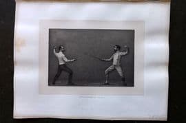 Badminton Library 1889 Sword Fencing Print. The Salute - Engagement in Tierce