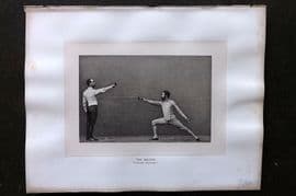 Badminton Library 1889 Sword Fencing Print. The Salute - Taking Distance