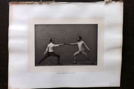 Badminton Library 1889 Sword Fencing Print. The Thrust in Octave
