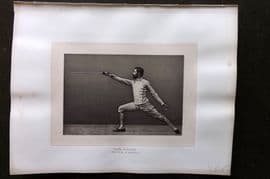 Badminton Library 1889 Sword Fencing Print. Third Position - Lunge or Extension
