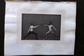 Badminton Library 1889 Sword Fencing Print. Time Thrust in Sixte