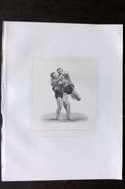 Badminton Library 1889 Wrestling Print. Inside Lock or Click, Cornwall and Devon