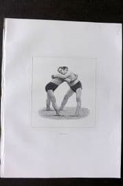 Badminton Library 1889 Wrestling Print. The Hold