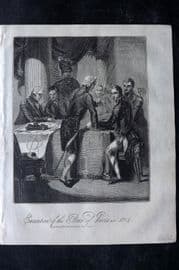 Baines 1817 Antique Print. Execution of Peace of Paris in 1814