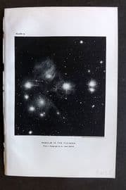 Ball C1900 Antique Astronomy Print. Nebulae in the Pleiades E